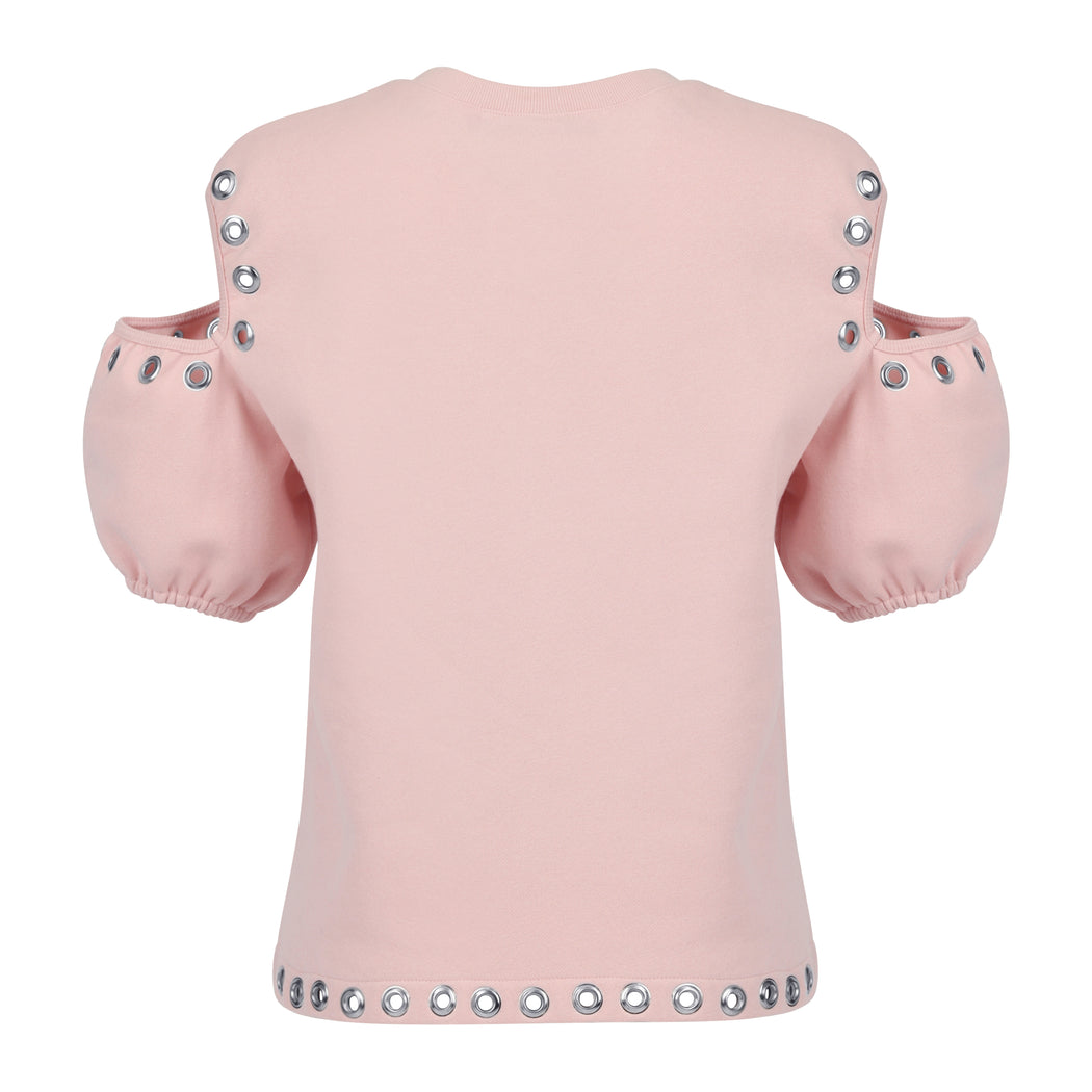 Flutter Puff Sleeve Crew Neck Sweatshirt