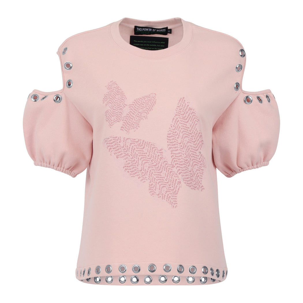 Flutter Puff Sleeve Crew Neck Sweatshirt