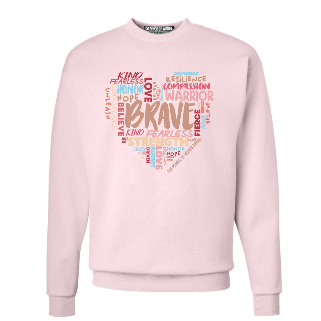 Brave Heart Adult Crewneck in Pink