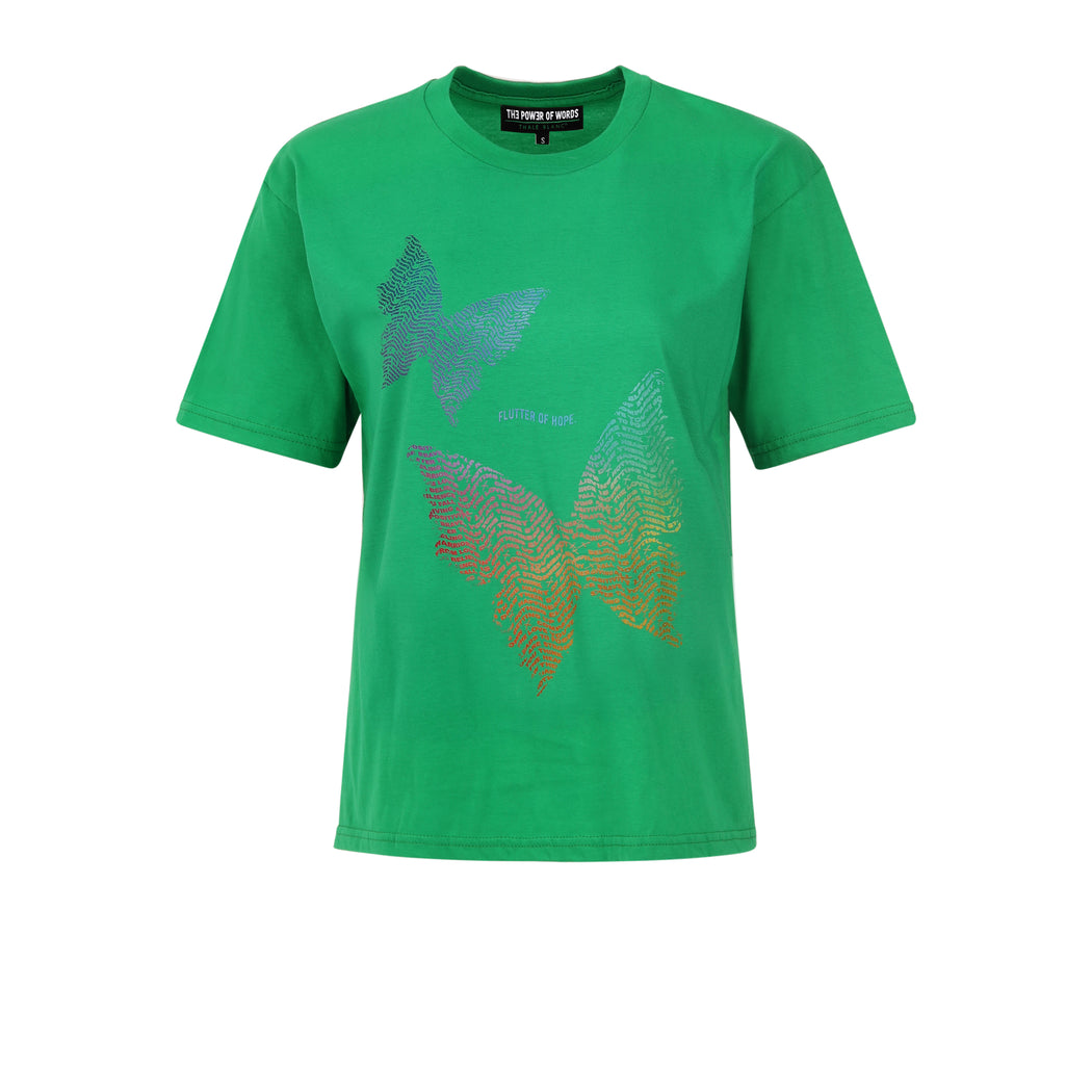Flutter Crew Neck Tee Shirt in Green