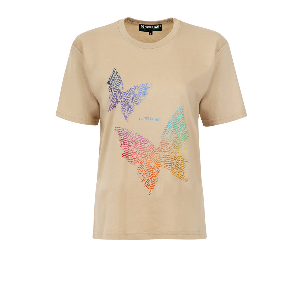 Flutter Crew Neck Tee Shirt in Sand