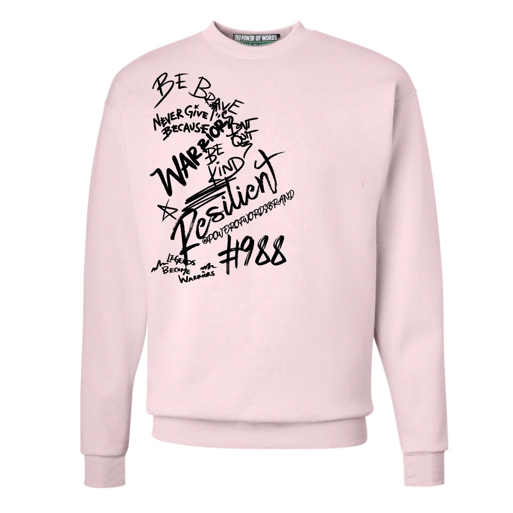 Warrior Adult Crewneck in Baby Pink