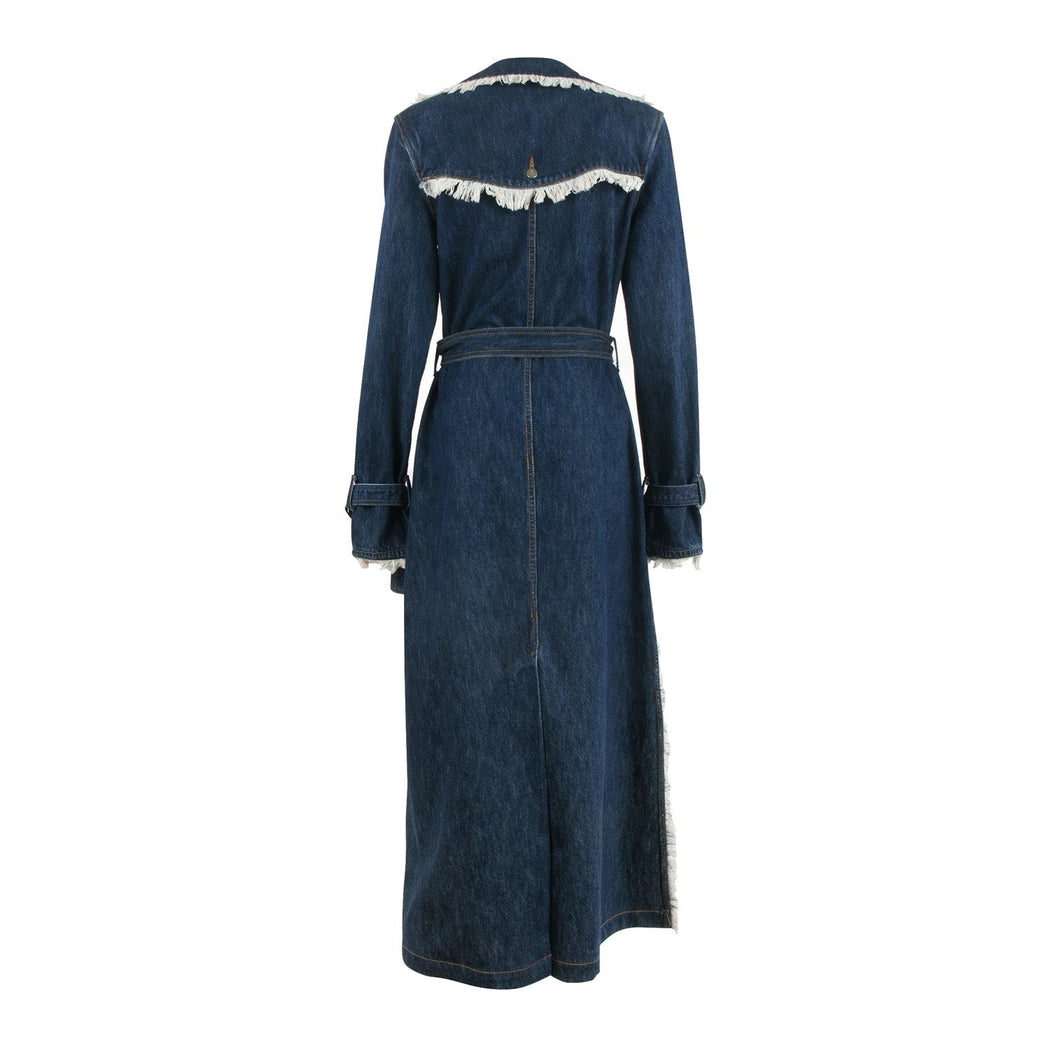 Chicago Denim coat long length in Navy blue
