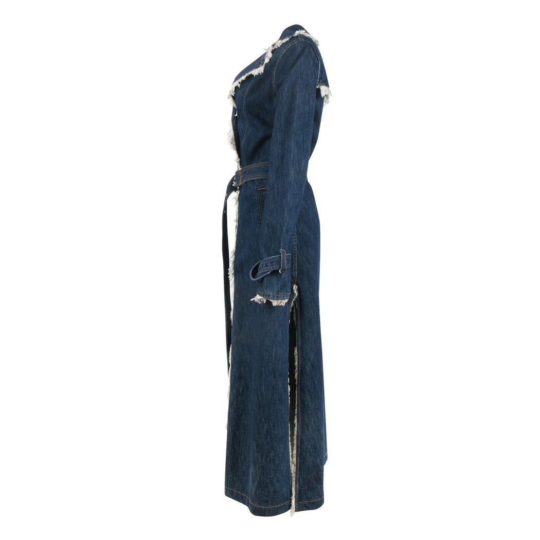 Chicago Denim coat long length in Navy blue