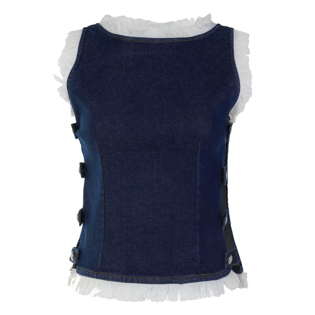 Crop Blouse in Indigo Denim