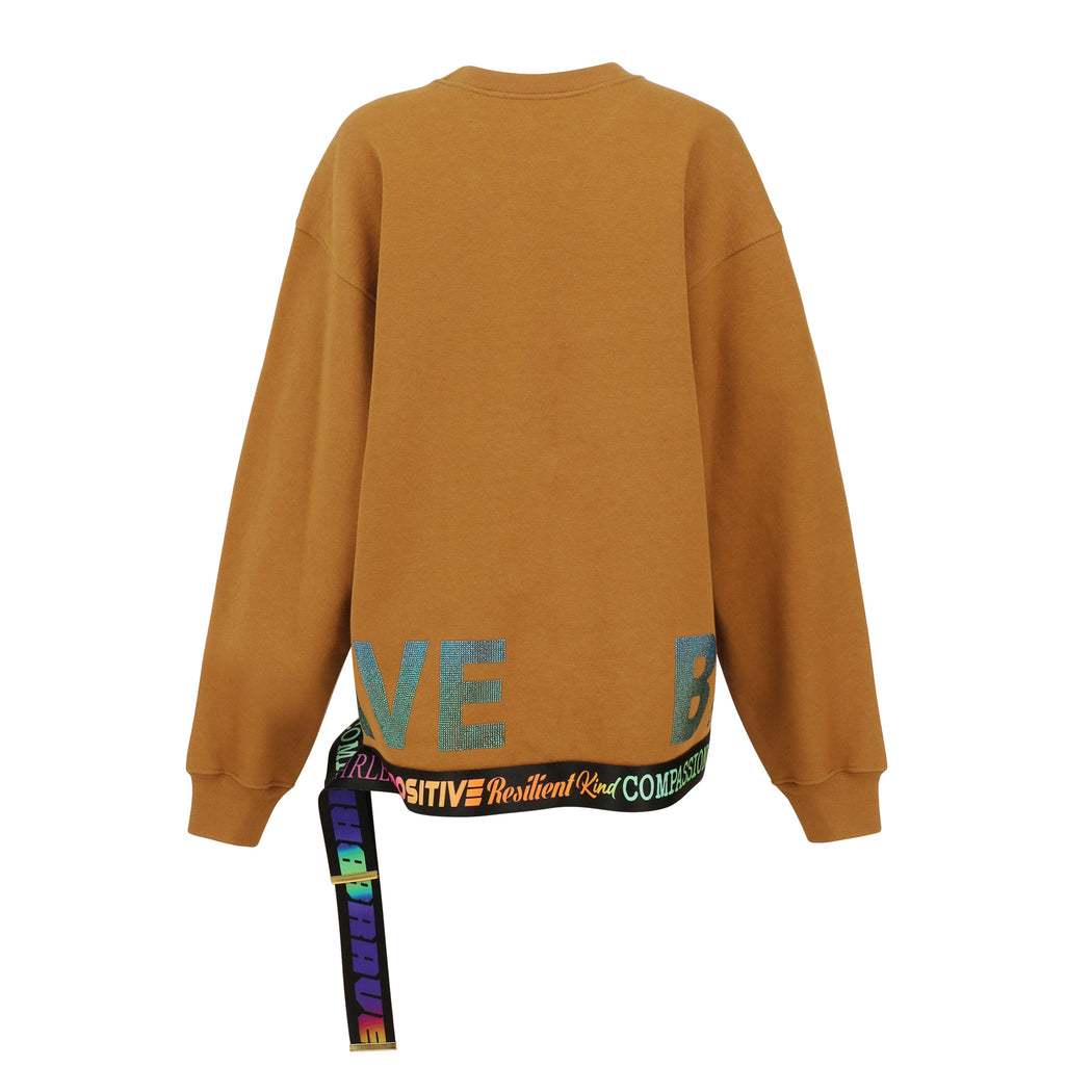 Brave Crewneck sweatshirt in Caramel Emerald