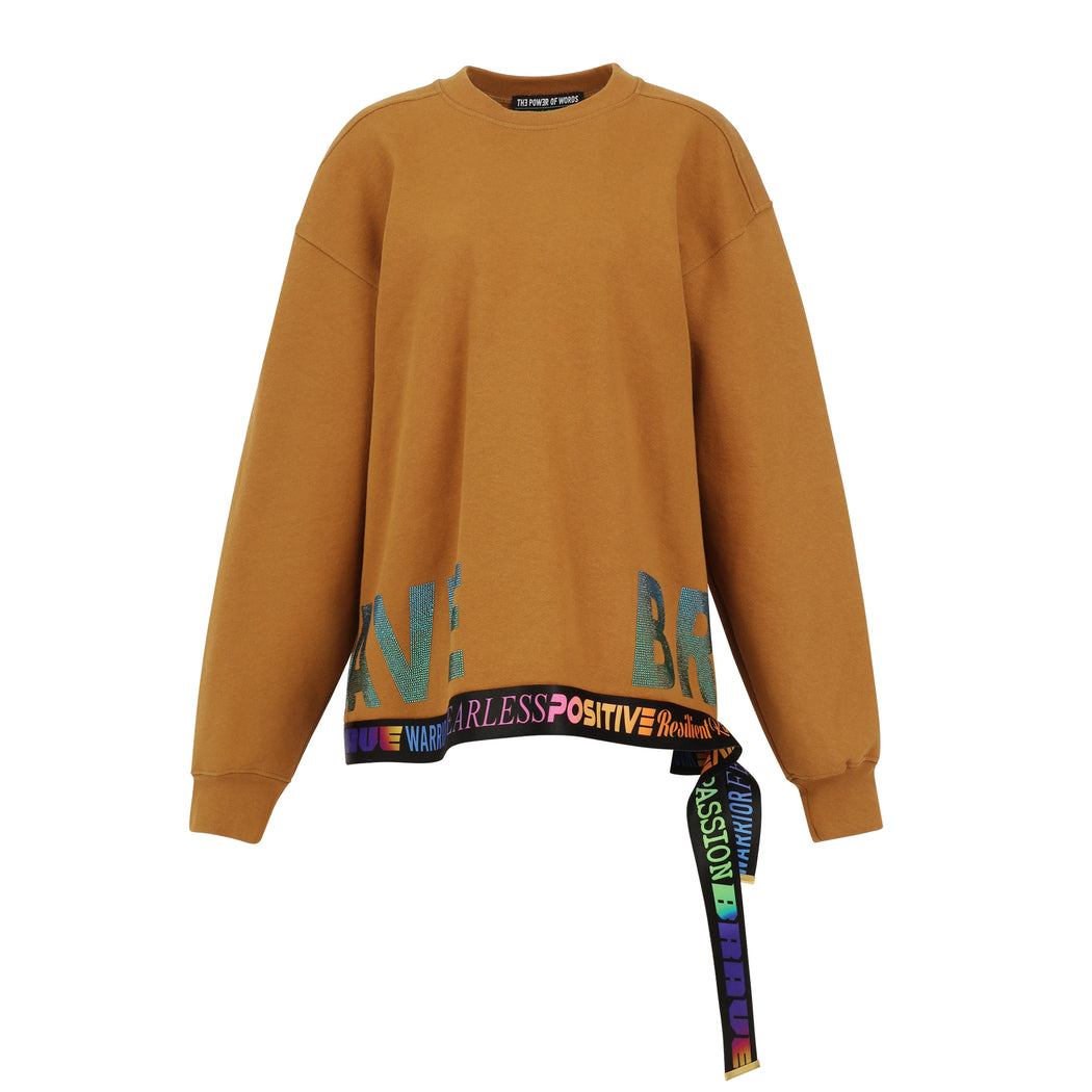 Brave Crewneck sweatshirt in Caramel Emerald