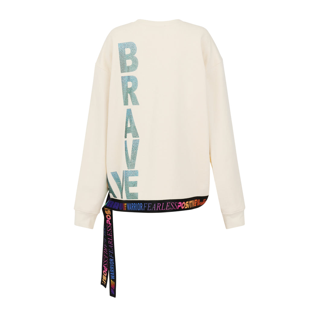 Brave Crewneck sweatshirt in Cream Emerald