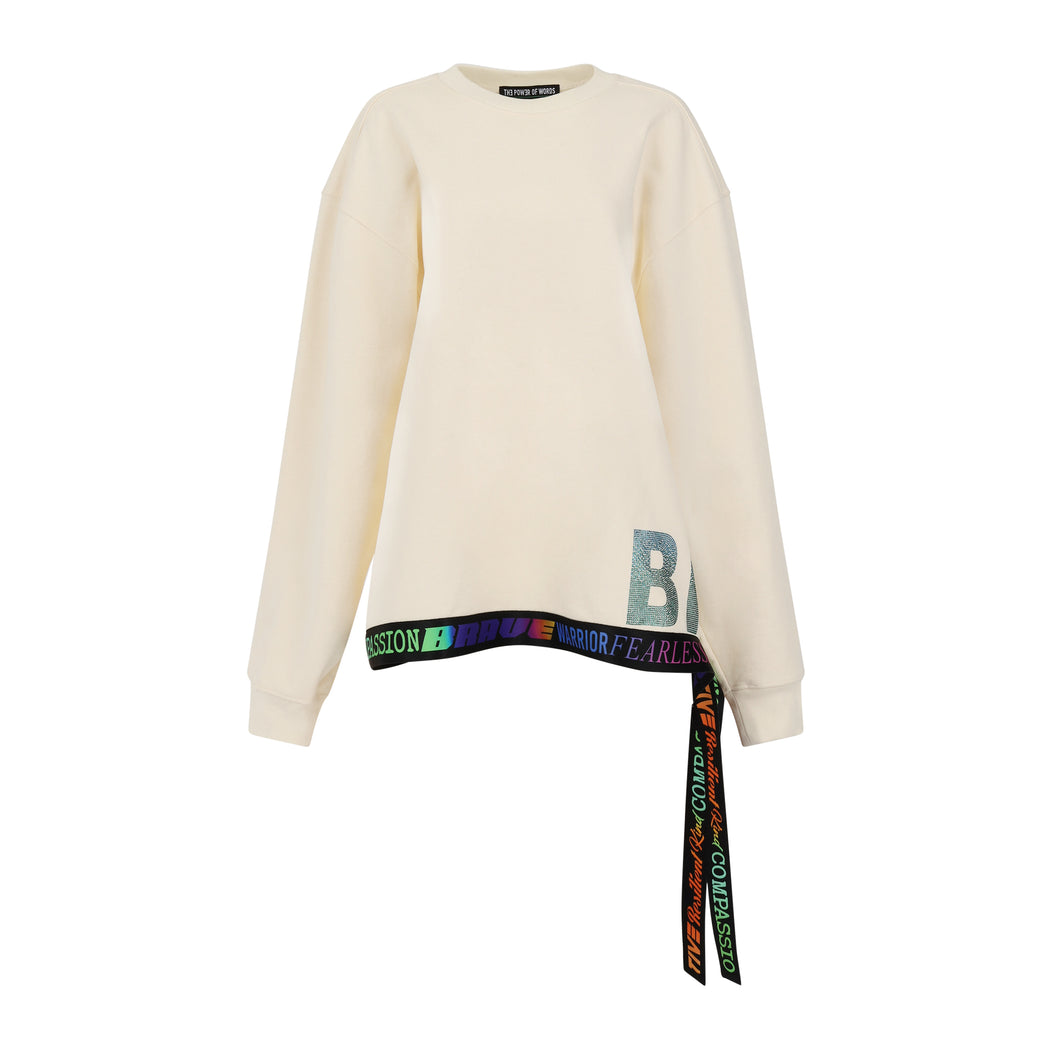 Brave Crewneck sweatshirt in Cream Emerald