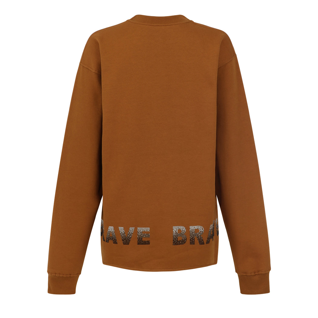 Raw Edge Brave Crewneck Sweatshirt in Caramel Crystal