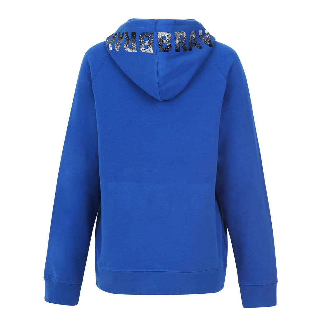 Brave crystal hoodie sweatshirt in Royal blue with Crystals