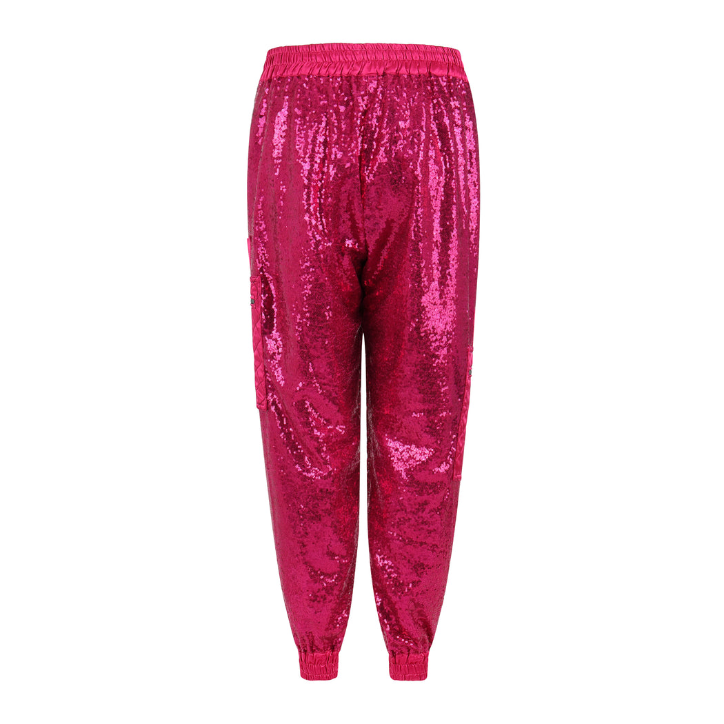 Women's Sequin Jogger in Fuschia