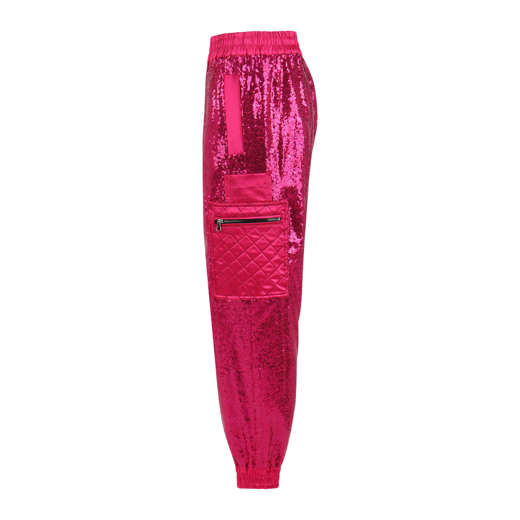 Women's Sequin Jogger in Fuschia