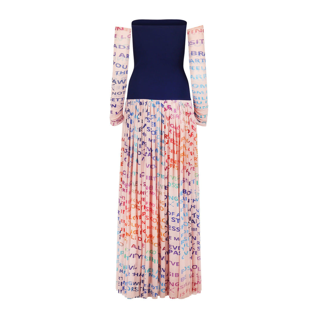Power Mesh Tube Dress in Navy Blush Multicolor