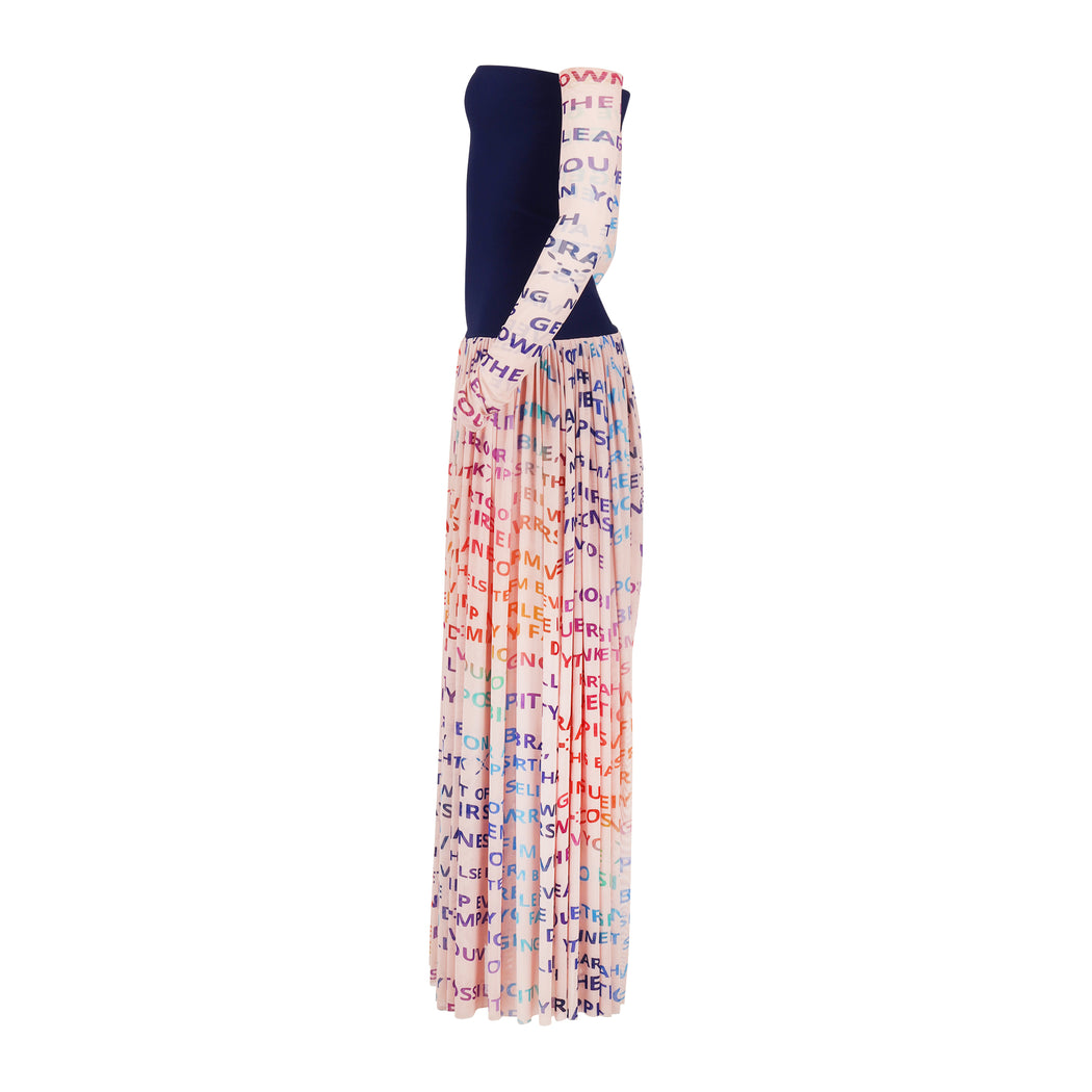 Power Mesh Tube Dress in Navy Blush Multicolor