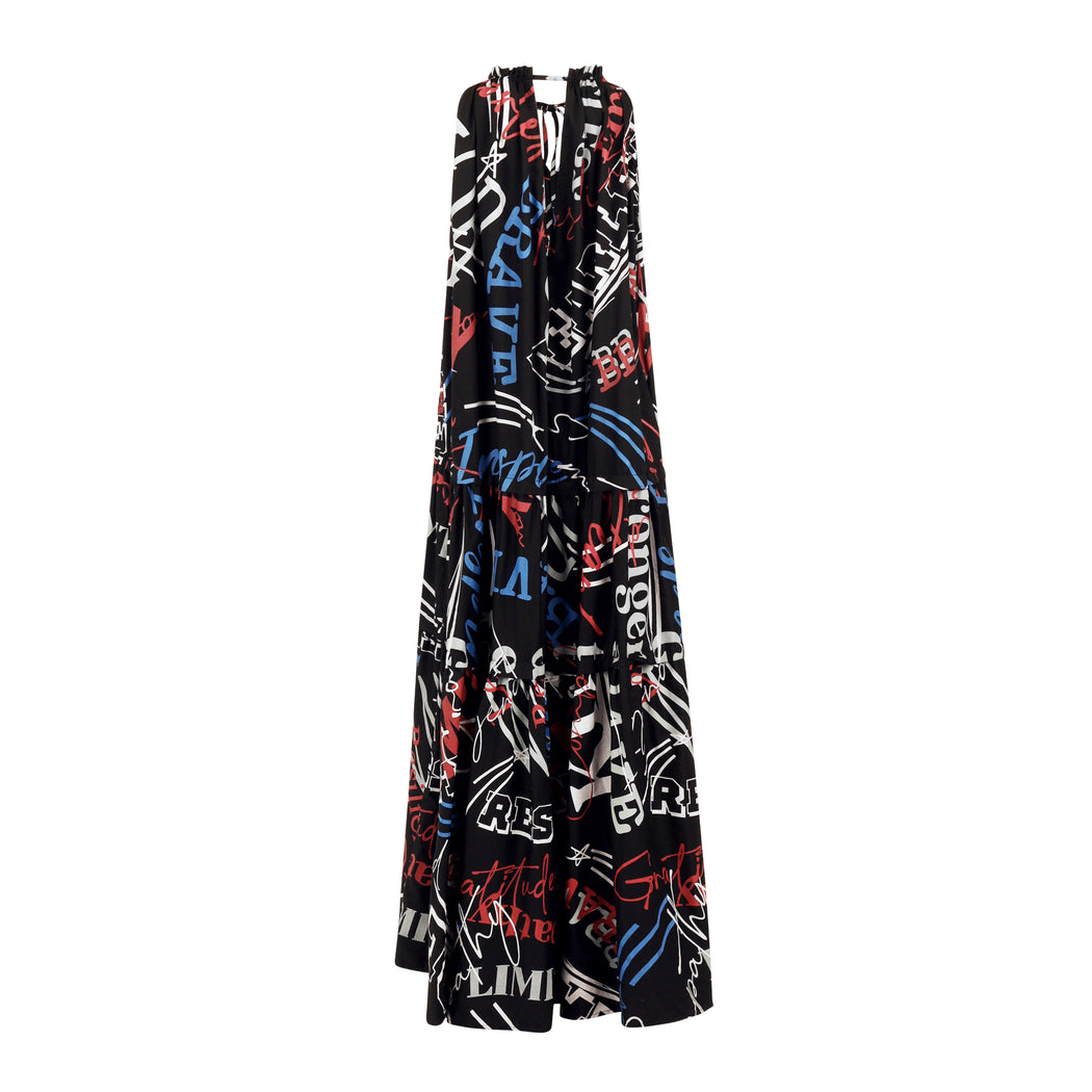 Be Brave Tier Dress in Black Multicolor