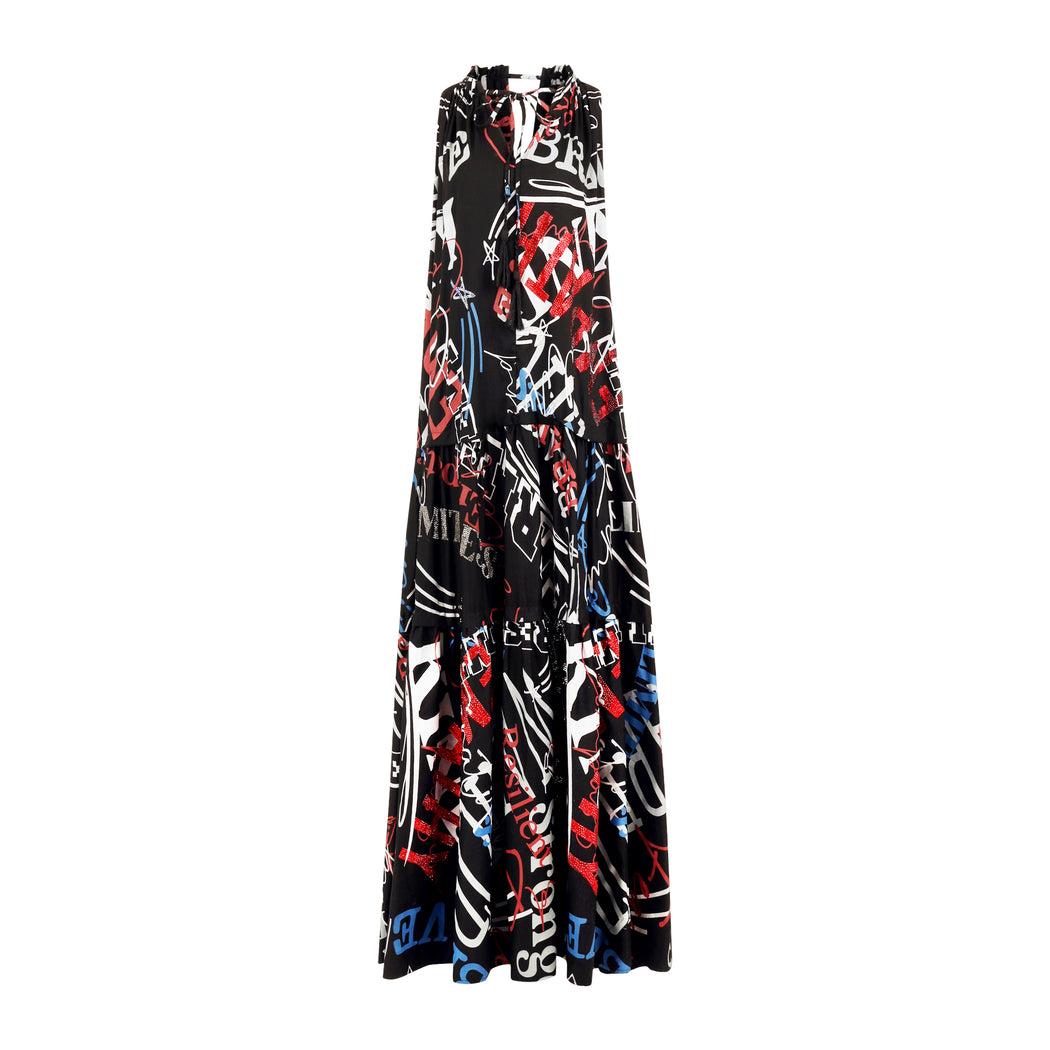 Be Brave Tier Dress in Black Multicolor