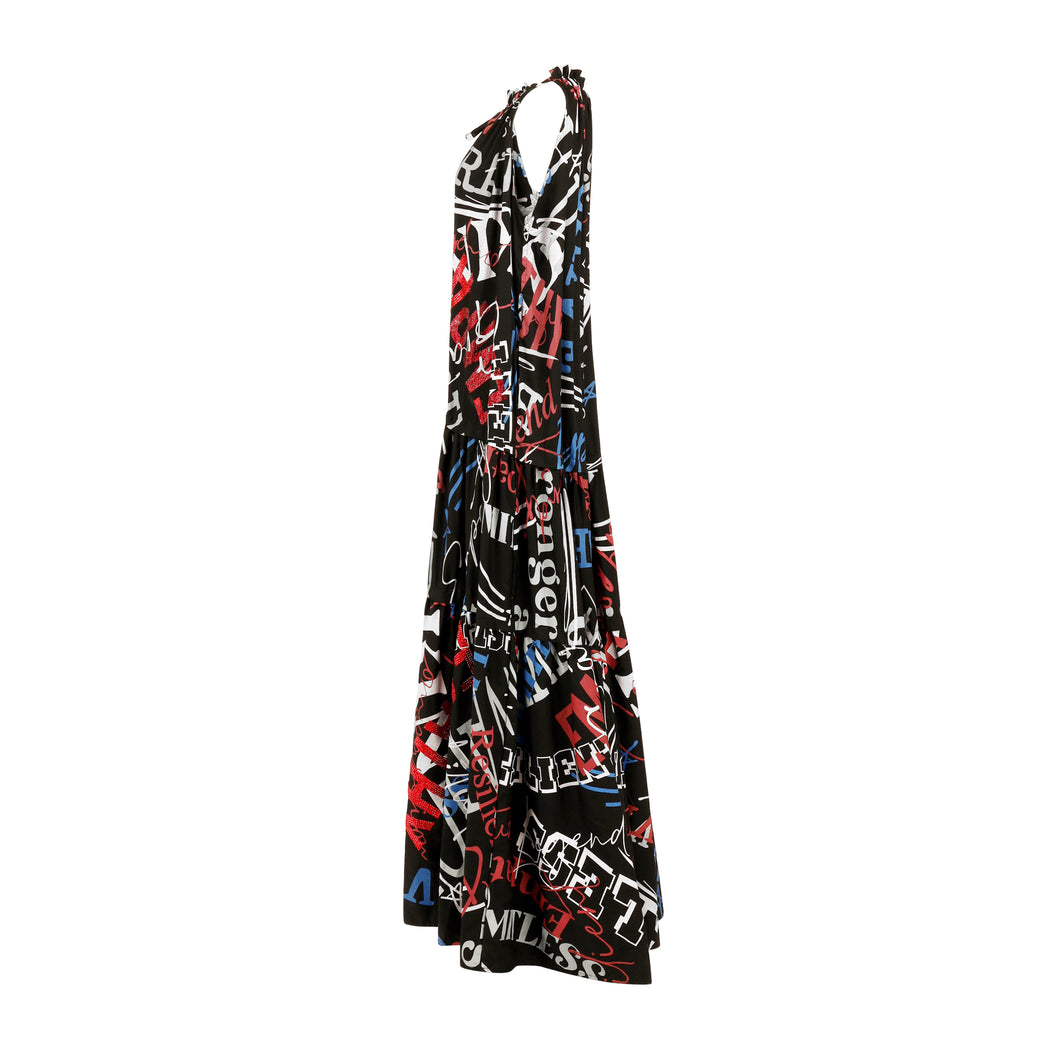 Be Brave Tier Dress in Black Multicolor