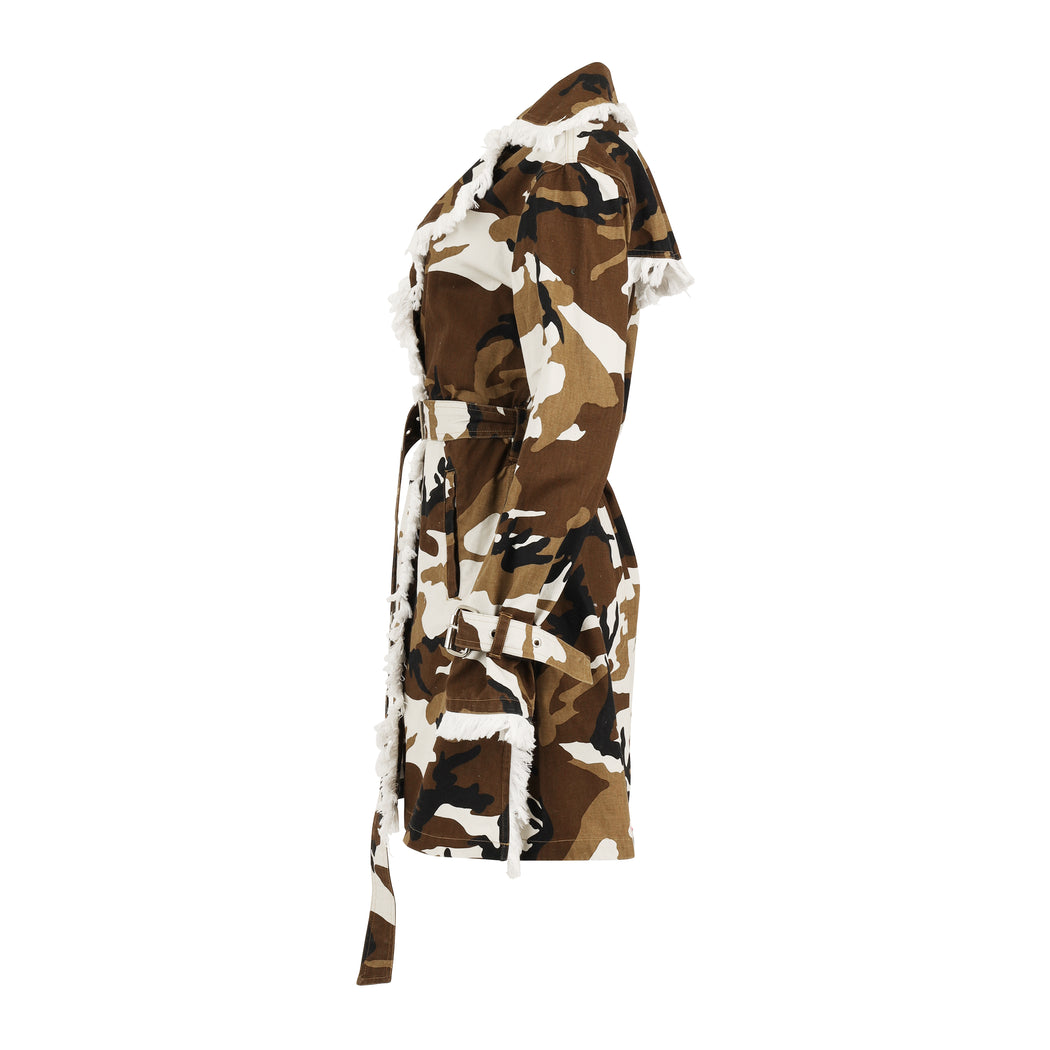 Chicago Coat in Camo and White Knee Length