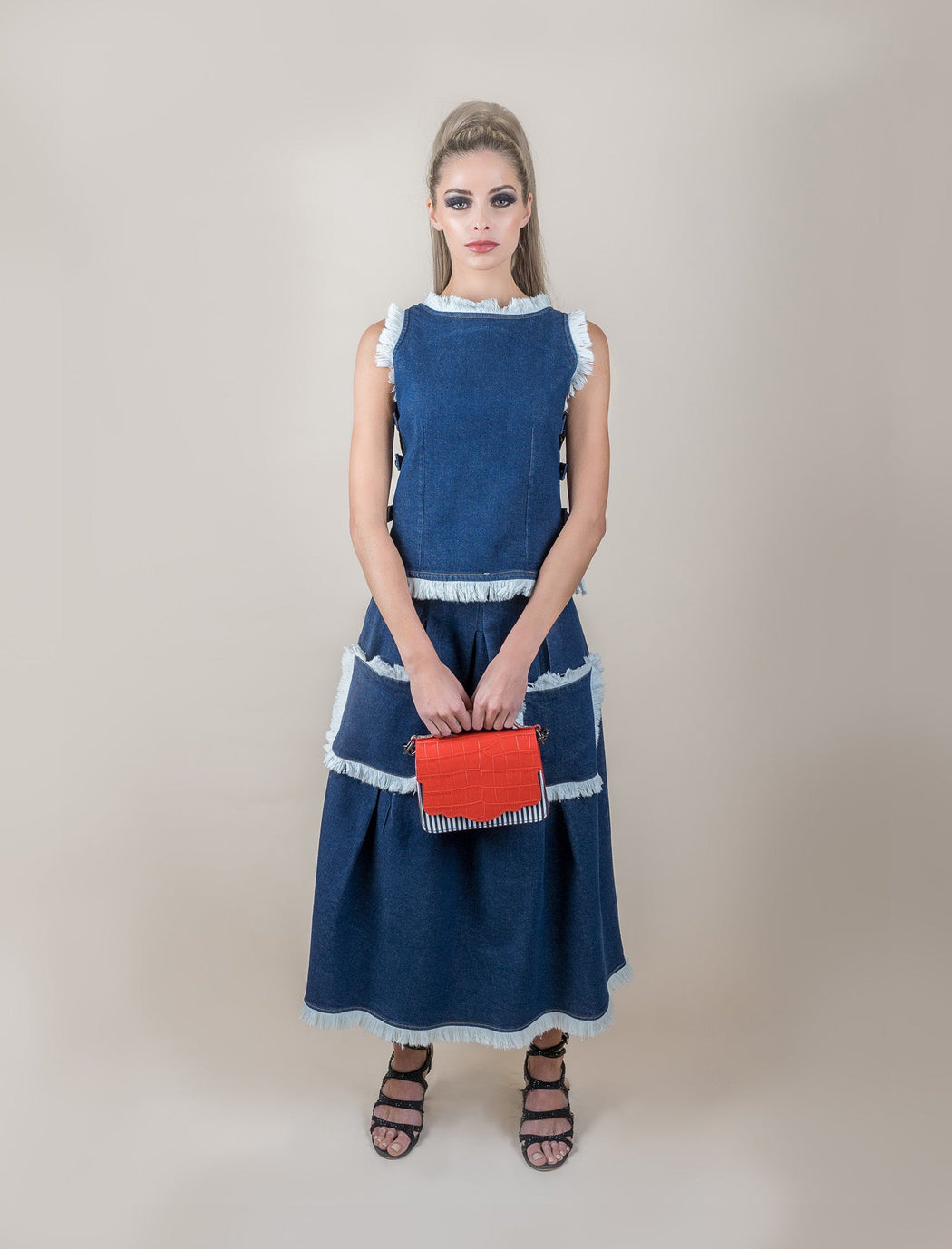 Crop Blouse in Indigo Denim