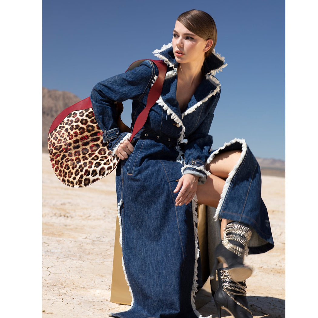 Chicago Denim coat long length in Navy blue