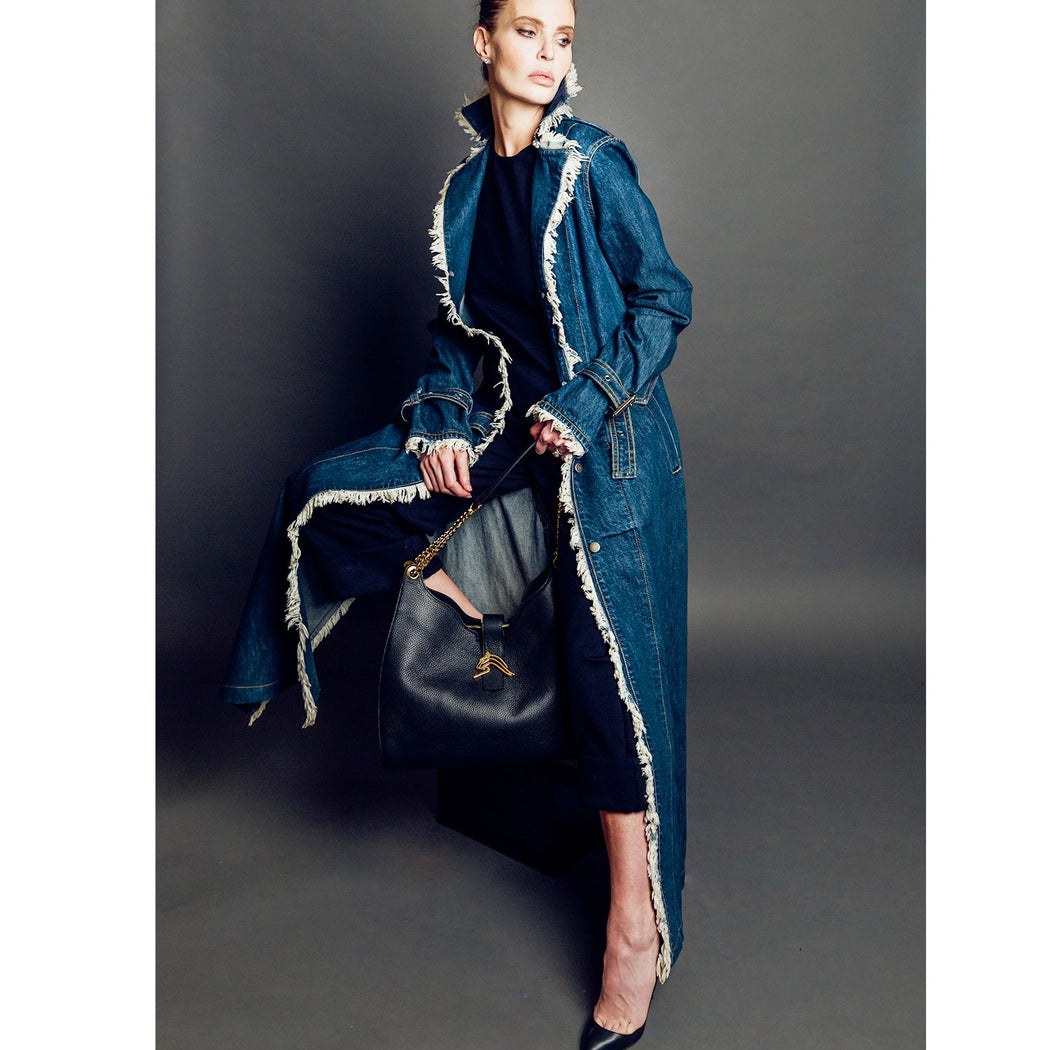 Chicago Denim coat long length in Navy blue